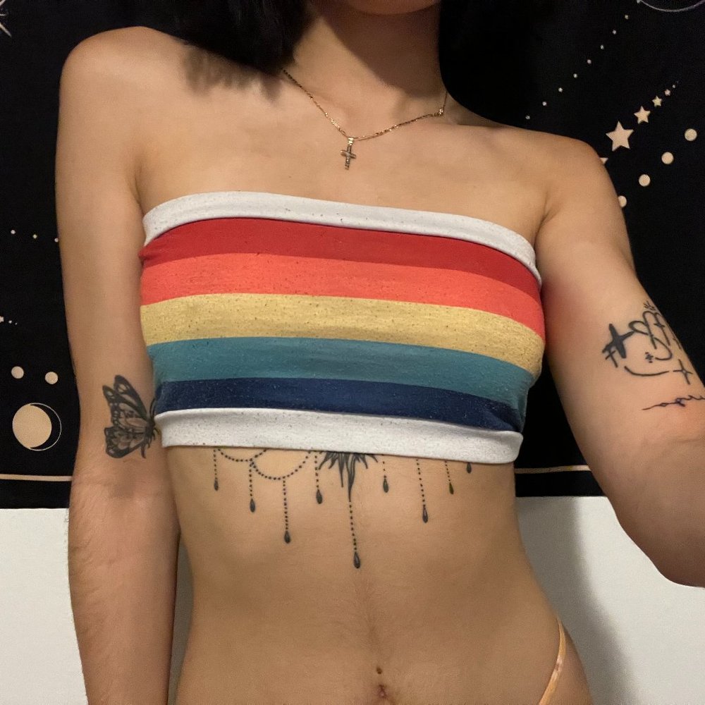 Rainbow Crop Top and White Crop Top